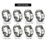 font options for inside engraving on silver crucible tongs rings