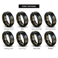 font options for inside engraving on gunmetal & blue crucible tongs rings