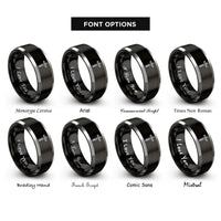 font options for inside engraving on black & grey crucifix rings