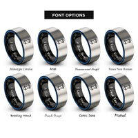 font options for inside engraving on black & blue & gray cruiser board rings