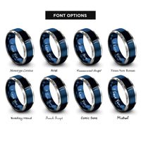font options for inside engraving on blue & silver crutches rings