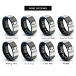 font options for inside engraving on black & blue & silver crystal ball rings