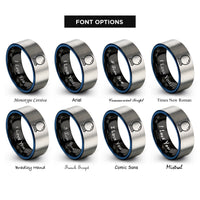 font options for inside engraving on black & blue & silver crystal ball rings