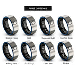 font options for inside engraving on black & blue & gray crystal ball rings