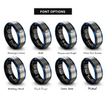font options for inside engraving on black & blue & gray crystal ball rings