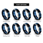 font options for inside engraving on blue & silver crystal ball rings