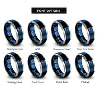 font options for inside engraving on blue & grey crystal ball rings