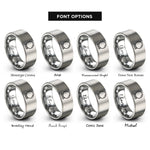 font options for inside engraving on silver crystal ball rings