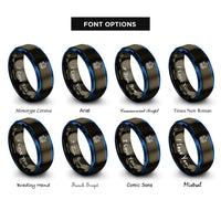font options for inside engraving on gunmetal & blue crystal cluster rings