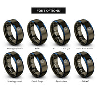 font options for inside engraving on gunmetal & blue crystal cluster rings