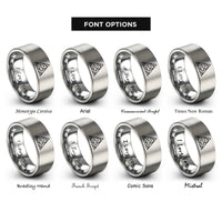 font options for inside engraving on silver crystal grid triangle rings