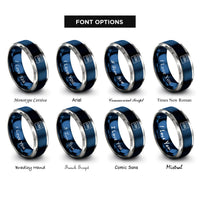 font options for inside engraving on blue & silver css rings