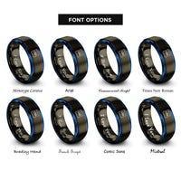 font options for inside engraving on gunmetal & blue css rings