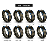 font options for inside engraving on gunmetal & blue css rings