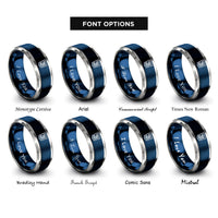 font options for inside engraving on blue & gray css3 rings