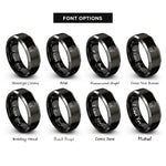 font options for inside engraving on black & silver ct scanner rings