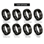 font options for inside engraving on black ct scanner rings