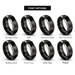 font options for inside engraving on black & grey cube d6 rings
