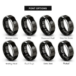 font options for inside engraving on black & gray cube grid rings