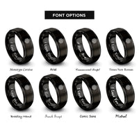 font options for inside engraving on black cube grid rings