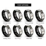 font options for inside engraving on black & silver cube hexahedron rings