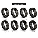 font options for inside engraving on black cube hexahedron rings