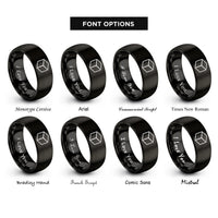 font options for inside engraving on black cube hexahedron rings