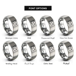 font options for inside engraving on grey cube hexahedron rings