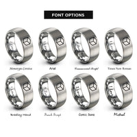 font options for inside engraving on grey cube hexahedron rings