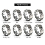 font options for inside engraving on grey cube hexahedron rings