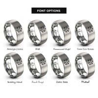 font options for inside engraving on grey cube hexahedron rings