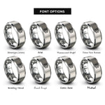font options for inside engraving on silver cube hexahedron rings