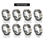 font options for inside engraving on silver cube hexahedron rings