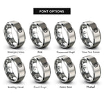 font options for inside engraving on gray cube hexahedron rings