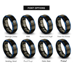font options for inside engraving on gunmetal & blue cube hexahedron rings