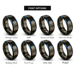 font options for inside engraving on gunmetal & blue cube hexahedron rings