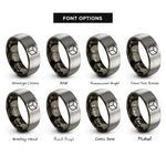 font options for inside engraving on gunmetal & silver cube hexahedron rings