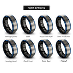 font options for inside engraving on black & blue & grey cube robot rings