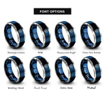 font options for inside engraving on blue & gray cube robot rings