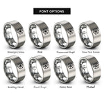 font options for inside engraving on silver cubic bcc rings