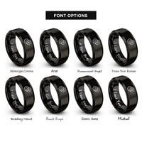font options for inside engraving on black cucumber slices rings