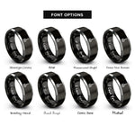 font options for inside engraving on black & silver cultivator rings