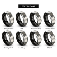 font options for inside engraving on black & silver cultivator rings