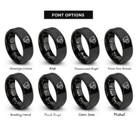 font options for inside engraving on black cup tag rings
