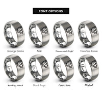 font options for inside engraving on grey cup tag rings