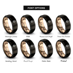 font options for inside engraving on black & rose gold cupcake rings