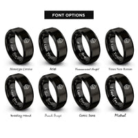 font options for inside engraving on black cupcake rings