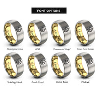 font options for inside engraving on gold & grey cupcake rings