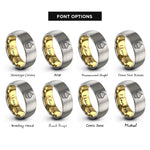 font options for inside engraving on gold & gray cupcake repeat band rings