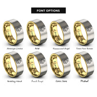 font options for inside engraving on gold & silver cupcake repeat band rings
